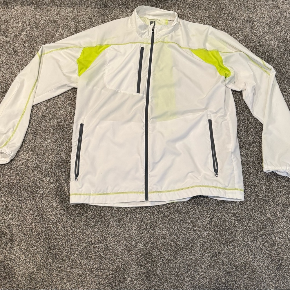 FootJoy Lightweight White and Yellow Performance Jacket